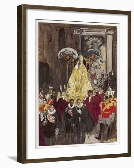 Pope in Procession-Yves Brayer-Framed Art Print