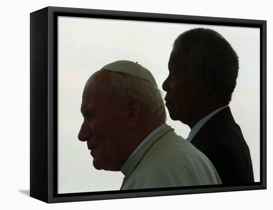 Pope John Paul II and South African President Nelson Mandela-null-Framed Stretched Canvas