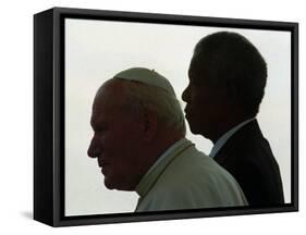 Pope John Paul II and South African President Nelson Mandela-null-Framed Stretched Canvas
