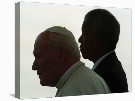 Pope John Paul II and South African President Nelson Mandela-null-Stretched Canvas