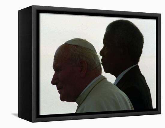 Pope John Paul II and South African President Nelson Mandela-null-Framed Stretched Canvas