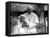 Pope John Paul II Holds His Arm Around Mother Teresa-null-Framed Stretched Canvas