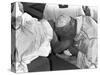 Pope John Paul II Kisses the Feet of One of 12 Mentally Retarded Italians-null-Stretched Canvas