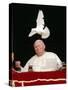 Pope John Paul II Looks at a White Dove After the Angelus Prayer in St. Peter's Square, at Vatican-null-Stretched Canvas