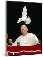 Pope John Paul II Looks at a White Dove After the Angelus Prayer in St. Peter's Square, at Vatican-null-Mounted Photographic Print