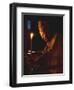 Pope John Paul II Prays Before a Candle at the Beginning of an Holy Easter Vigil Mass-null-Framed Premium Photographic Print