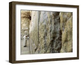 Pope John Paul II Rests His Hand on the Western Wall-null-Framed Premium Photographic Print