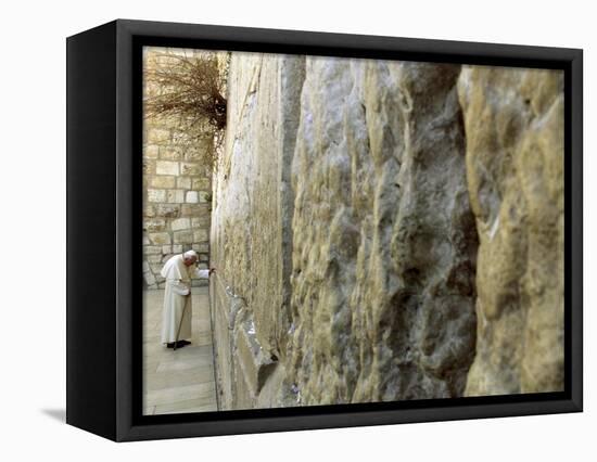 Pope John Paul II Rests His Hand on the Western Wall-null-Framed Stretched Canvas