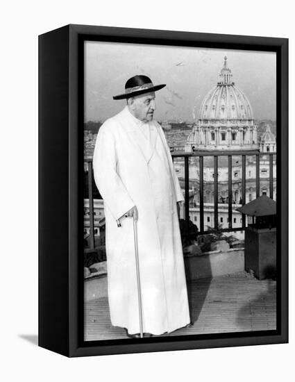 Pope John XXIII on the Terrace of a IX-Century Tower in the Vatican Gardens April 15, 1963-null-Framed Stretched Canvas
