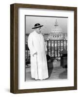 Pope John XXIII on the Terrace of a IX-Century Tower in the Vatican Gardens April 15, 1963-null-Framed Photographic Print