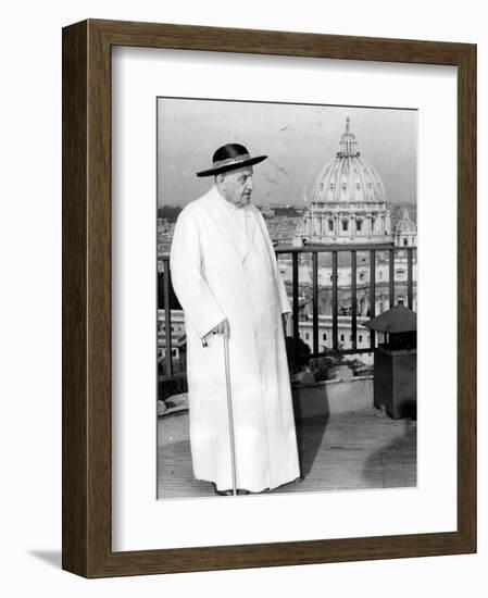 Pope John XXIII on the Terrace of a IX-Century Tower in the Vatican Gardens April 15, 1963-null-Framed Photographic Print