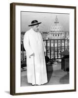 Pope John XXIII on the Terrace of a IX-Century Tower in the Vatican Gardens April 15, 1963-null-Framed Photographic Print