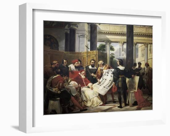 Pope Julius II Ordering Bramante, Michelangelo and Raphael to Construct the Vatican and St-Horace Vernet-Framed Art Print