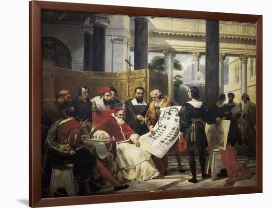 Pope Julius II Ordering Bramante, Michelangelo and Raphael to Construct the Vatican and St-Horace Vernet-Framed Art Print