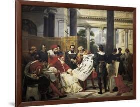 Pope Julius II Ordering Bramante, Michelangelo and Raphael to Construct the Vatican and St-Horace Vernet-Framed Art Print