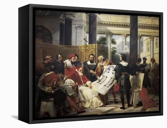 Pope Julius II Ordering Bramante, Michelangelo and Raphael to Construct the Vatican and St-Horace Vernet-Framed Stretched Canvas