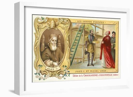 Pope Julius II with Michelangelo, 16th Century-null-Framed Giclee Print