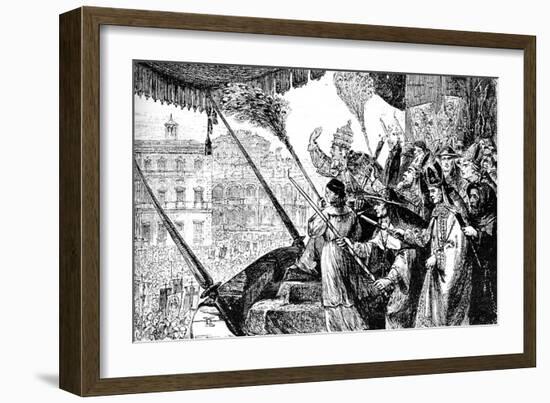 Pope Leo X Excommunicating Martin Luther as a Heretic, Rome, 1521-null-Framed Giclee Print