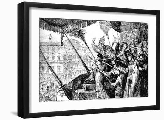 Pope Leo X Excommunicating Martin Luther as a Heretic, Rome, 1521-null-Framed Giclee Print