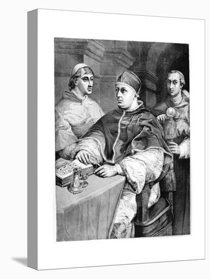 Pope Leo X, Giulio De' Medici (The Future Pope Clement Vi) and Cardinal De Rossi, 1882-null-Stretched Canvas