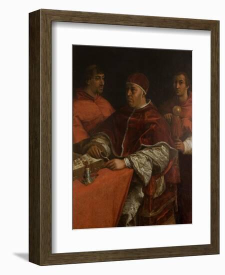 Pope Leo X with Two Cardinals, after Raphael-Giorgio Vasari-Framed Giclee Print