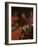 Pope Leo X with Two Cardinals, after Raphael-Giorgio Vasari-Framed Giclee Print