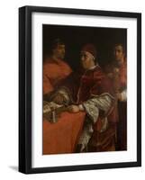Pope Leo X with Two Cardinals, after Raphael-Giorgio Vasari-Framed Giclee Print