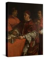Pope Leo X with Two Cardinals, after Raphael-Giorgio Vasari-Stretched Canvas