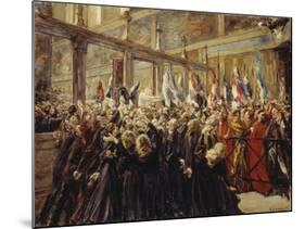 Pope Leo XIII, Blesses the Pilgrims in the Sistine Chapel, 1906-Max Liebermann-Mounted Giclee Print