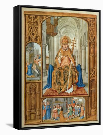 Pope, miniature painting in the Grimani Breviary, a Flemish illuminated manuscript. 1520. Venice.-multiple-Framed Stretched Canvas
