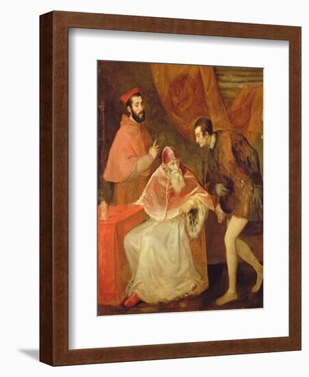 Pope Paul III (1468-1549) and His Nephews, 1545-Titian (Tiziano Vecelli)-Framed Giclee Print