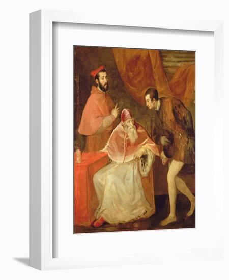 Pope Paul III (1468-1549) and His Nephews, 1545-Titian (Tiziano Vecelli)-Framed Giclee Print