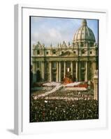 Pope Paul VI in Front of St. Peter's During 2nd Vatican Council-Carlo Bavagnoli-Framed Photographic Print