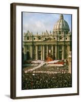 Pope Paul VI in Front of St. Peter's During 2nd Vatican Council-Carlo Bavagnoli-Framed Photographic Print