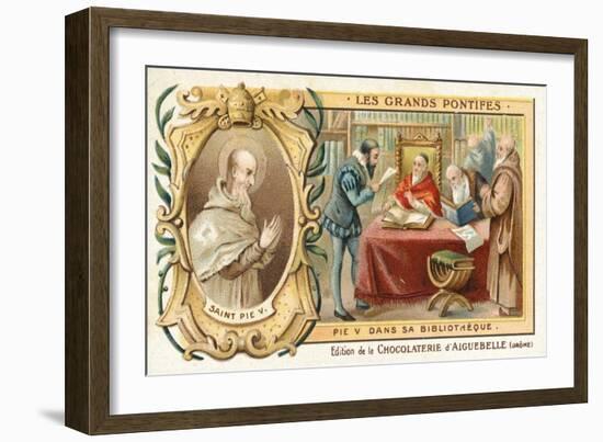 Pope Pius V in His Library, 16th Century-null-Framed Giclee Print