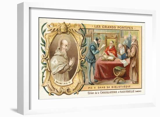 Pope Pius V in His Library, 16th Century-null-Framed Giclee Print