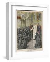 Pope Pius X (Giuseppe Sarto) Pope and Saint Receiving Pilgrims from Lombardy at the Vatican-Achille Beltrame-Framed Photographic Print