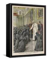 Pope Pius X (Giuseppe Sarto) Pope and Saint Receiving Pilgrims from Lombardy at the Vatican-Achille Beltrame-Framed Stretched Canvas