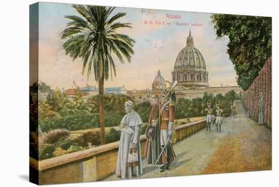 Pope Pius X in the Gardens of the Vatican, Rome. Postcard Sent in 1913-Italian Photographer-Stretched Canvas
