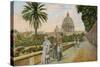 Pope Pius X in the Gardens of the Vatican, Rome. Postcard Sent in 1913-Italian Photographer-Stretched Canvas