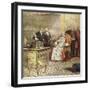 Pope Pius XI Listens to the Radio Broadcast of a Concert-Alfredo Ortelli-Framed Art Print