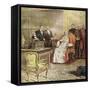 Pope Pius XI Listens to the Radio Broadcast of a Concert-Alfredo Ortelli-Framed Stretched Canvas