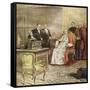 Pope Pius XI Listens to the Radio Broadcast of a Concert-Alfredo Ortelli-Framed Stretched Canvas