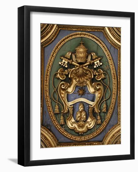 Pope's Coat of Arms in San Clemente Basilica, Rome, Lazio, Italy, Europe-Godong-Framed Photographic Print
