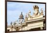 Pope's insignia on the Bernini's colonnade, Piazza San Pietro, Vatican City, Rome, Lazio, Italy-Nico Tondini-Framed Photographic Print