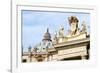 Pope's insignia on the Bernini's colonnade, Piazza San Pietro, Vatican City, Rome, Lazio, Italy-Nico Tondini-Framed Photographic Print