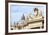 Pope's insignia on the Bernini's colonnade, Piazza San Pietro, Vatican City, Rome, Lazio, Italy-Nico Tondini-Framed Photographic Print