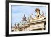 Pope's insignia on the Bernini's colonnade, Piazza San Pietro, Vatican City, Rome, Lazio, Italy-Nico Tondini-Framed Photographic Print