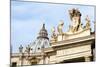 Pope's insignia on the Bernini's colonnade, Piazza San Pietro, Vatican City, Rome, Lazio, Italy-Nico Tondini-Mounted Photographic Print