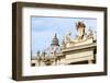 Pope's insignia on the Bernini's colonnade, Piazza San Pietro, Vatican City, Rome, Lazio, Italy-Nico Tondini-Framed Photographic Print